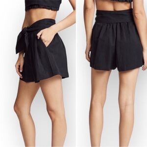 Ulla Johnson Martim Black Twill Linen
Blend Belted Shorts Size 4